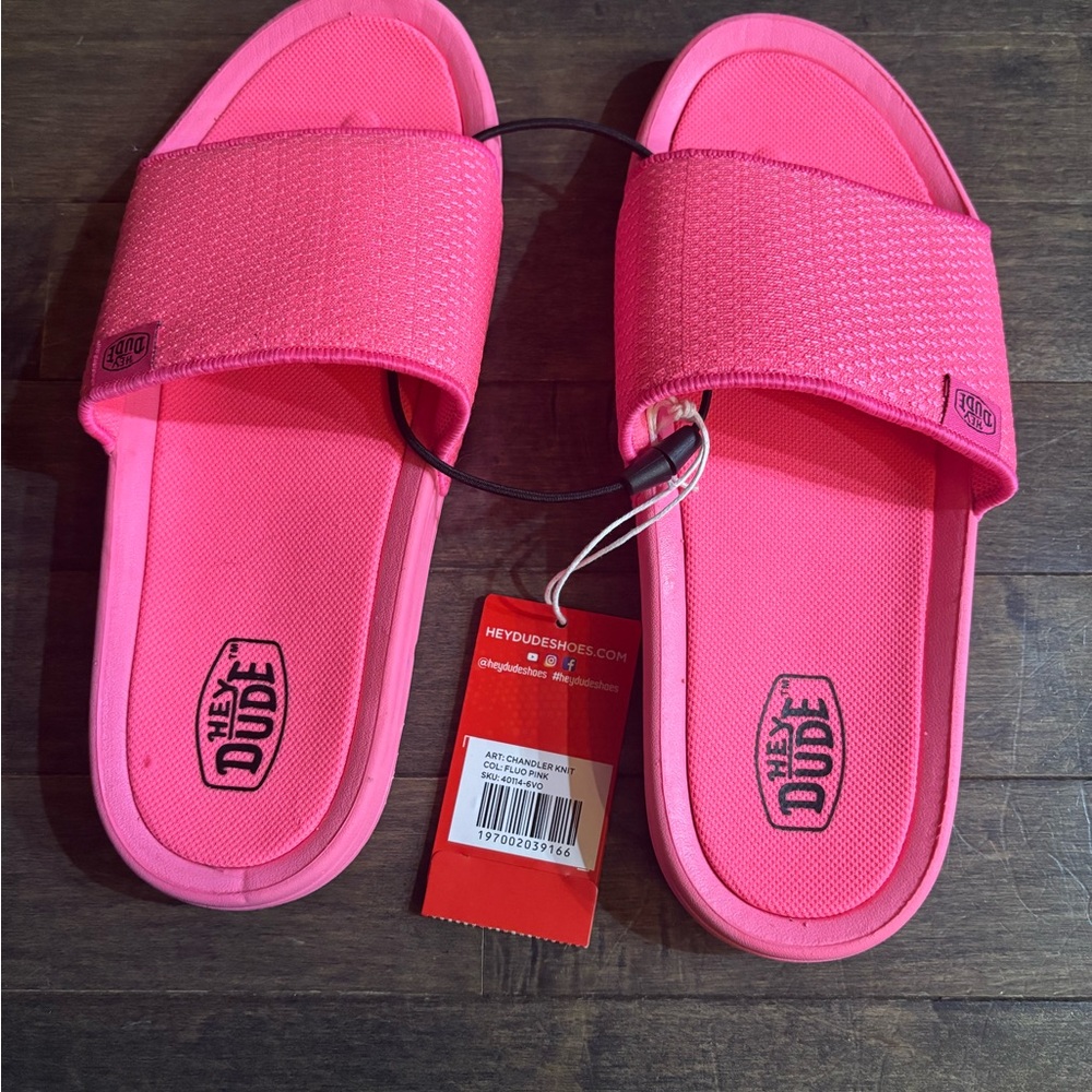 Hey Dude Pink Slide Sandals with Wide Strap